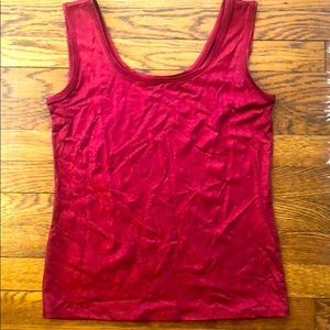 White House Black Market shimmery red tank top.